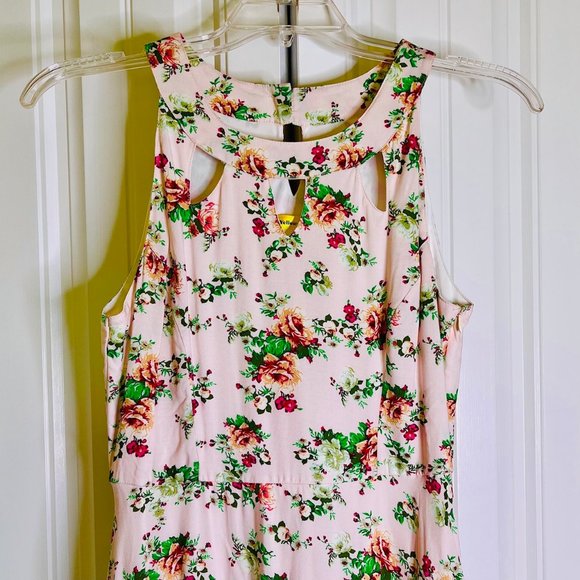 Modcloth Yellow star Vintage Style Floral Dress in Pink (L) New Without Tags - Picture 3 of 8